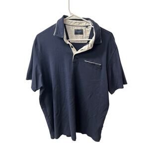 7 Diamonds Polo Shirt Men’s XL Navy Blue Short Sleeve Contrast Collar Pocket